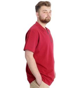 Mode XL T-shirt Polo Likralı Fermuarlı Yaka 21029 Bordo