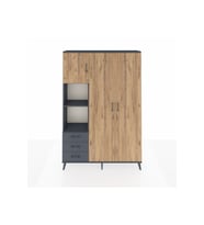 Arges Dolap 6 Raflı 3 Çekmeceli Tek Askılı 132x30x195 Antrasit-Çam/Antrasit