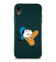 Apple iPhone XR Soft Premier Kapak Donald Duck-E Tasarımlı Silikon Kılıf - Yeşil (Şeffaf)