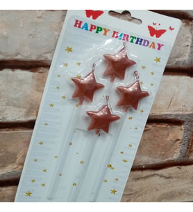 4 ADET ROSE GOLD YILDIZ PASTA MUMU YILDIZ DOĞUM GÜNÜ PASTA MUMU ROSE GOLD PASTA MUMU YILDIZ MUM