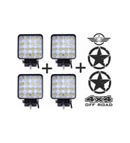 Off Road  uyumlu Sis Farı Sis Lambası 16 Led Kare 4'lü Paket Beyaz