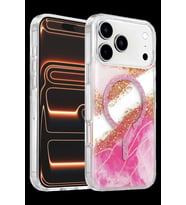 Onegif iPhone 17 Pro Lotus Simli Magsafe Kapak - Pembe