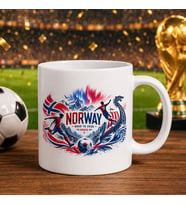 BK Gift Norveç Taraftar Temalı 2026 Dünya Kupası Tasarımlı Beyaz Kupa Bardak