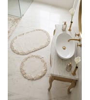 Çeyizlik Güpürlü Dantelli Banyo Paspas Takımı Kaymaz Taban 2'li Set 60x100 50x60