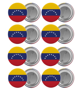 Venezuella Bayrağı Çanta Rozeti Seti 8 Adet En Büyük Boy 5.8cm İğneli Broş