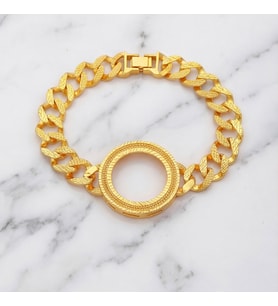 Altın Kaplama İmitasyon Desenli Yarım Çerçeveli Bileklik BLK-1215 (Gold)