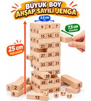 Denge Oyunu Jenga Büyük Boy 51parça Eğitici Zeka Oyunu Numaralı Jenga Oyunu Çocuklar Ahşap Oyuncak