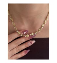 Özel Seri Baget Taşlı Yıldız Kolye Gold Çelik  Şık Kadın Kolye  Minimal Stars Kolye (Altın)