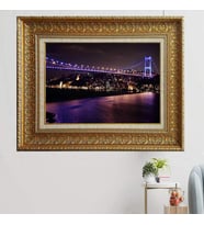 Gold Altın Kalın Çerçeveli Paspartulu Tablo vk943
