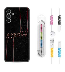 Samsung A23 A31 A32 A50 A51 A52 A53 A70 Kılıf Kablo Koruma Spiral Silikon Meow 1657