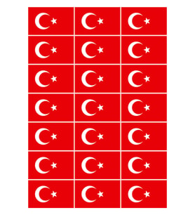 21 Adet Türk Bayrağı, Çıkartma, Kes ve Yapıştır.