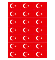 21 Adet Türk Bayrağı, Çıkartma, Kes ve Yapıştır.
