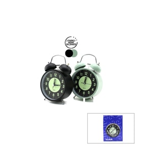 ALARM CLOCK NO-847 YUVARLAK MASA ÇALAR SAAT METAL KASA RENKLİ PİLLİ - IŞIKLI - FOSFORLU ÇAP: 11CM BG