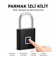 Akıllı Parmak Izi Kilit Şarjlı Asma Kilit IP65 Su Geçirmez Anahtarsız Güvenlik Kilidi