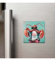 Lobster - Istakoz - Güneş Gözlüklü Style - Buzdolap Magneti - 9x9 Cm