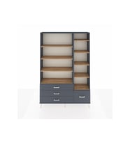 Arges Dolap 9 Raflı 4 Çekmeceli  132x30x195 Antrasit-Çam/Antrasit