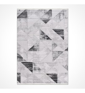 Makine Kaymaz Yıkanabilir Antrasit Geometrik Triko Salon Halısı Mutfak Halısı Koridor Halısı Yolluk JL01K