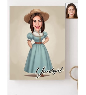 Kişiye Özel Kadın Karikatür Baskılı Ahşap-3 Tablo 30x40