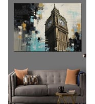 Londra Big Ben Ve Kırmızı Otobüs Dekoratif Kanvas - Mdf Ahşap Tablo