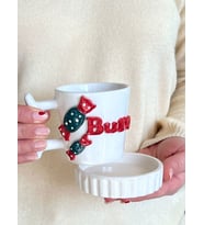 ŞEKER  FİGÜRLÜ İSİMLİ KUPA FİNCAN MUG (Krem)