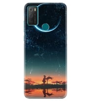 TCL 20E Kılıf Silikon Desen Ay ve Kız 1720