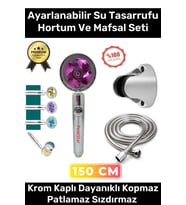 Sağlam Kopmaz Paslanmaz Turbo Duş Başlığı Basınçlı Ayarlanabilir Su Tasarrufu Hortum Mafsal Seti