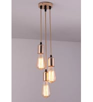 Rys Retro Metal Bakır Dekoratif 3 Lü Rustik Sarkıt Avize (Burnt Olive)