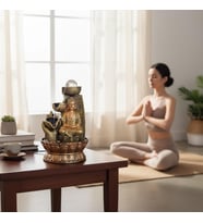Zen Tarzı Masaüstü Şelale ve Buda Heykeli – Meditasyon ve Dekoratif Su Şelalesi