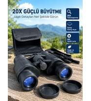 Lexroo Taşıma Çantalı 20x Dürbün Hassas Odaklama Geniş Görüş Açılı Profesyonel Dürbün