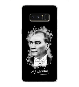 Samsung Galaxy Note 8 Kapak Atatürk Tasarımlı Şeffaf Silikon Kılıf