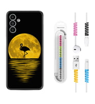 Samsung A23 A31 A32 A50 A51 A52 A53 A70 Kılıf Kablo Koruma Spiral Silikon Ay ve Flamingo 1775