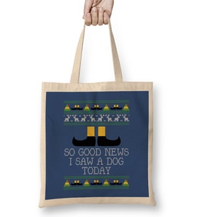 Good News Elf Quote Christmas Knit Bez Çanta Uzun Saplı