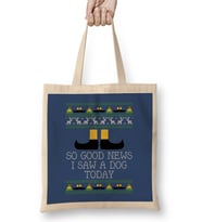 Good News Elf Quote Christmas Knit Bez Çanta Uzun Saplı