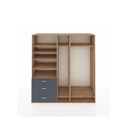 Kronos Dolap 9 Raflı 3 Çekmeceli 3 Askılı 220x59x243 Çam-Çam/Antrasit
