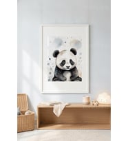 Panda Aşkı Minimalist Sevimli Hayvan Portresi 1. Kalite Ahşap Çerçeveli Tablo