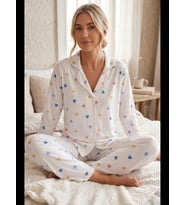 Night Baston Şeker Desenli Uzun Kollu Pijama Takımı 4601