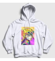 Presmono Unisex Beyaz Giorno Giovanna Anime Jojo Kapüşonlu Sweatshirt 321337tt