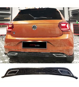 Vw Polo Mk6 Sport Difüzör + Krom Egzos Piano Black 2018+ Abs Plastik