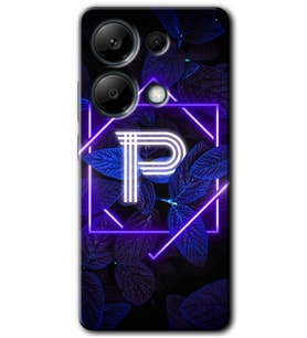 Poco M6 Pro Kılıf HD Desen Baskılı Kılıf - Dark Neon Yaprak P Harfi