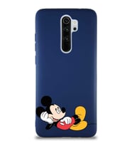 Xiaomi Redmi Note 8 Pro Soft Premier Kapak Mickey Mouse-F Tasarımlı Silikon Kılıf - Lacivert (Şeffaf)