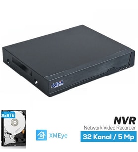 AVENIR AV-NVR32 32 Kanal 5 MP e Kadar 2×8 TB HDD NVR Kayıt Cihazı