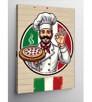 Kanvas Tablo İtalyan Şef ve Pizza