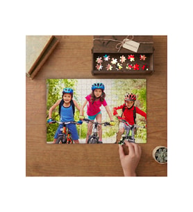 Bisiklet Süren Çocuklar Tasarımı 240 parça Ahşap Puzzle Ahşap Kutuda MP00858