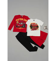 4'lü McQueen Baskılı Tshirt Şort Pantolon Kırmızı Takım
