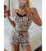 Kadın Leopar Detaylı Şortlu Pijama Takım 5187