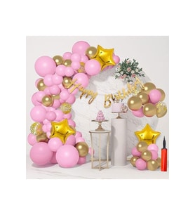PEMBE DOĞUM GÜNÜ BALON ZİNCİR SET