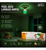 10 ADET 1W E27 YEŞiL YUVARLAK GECE LAMBASI LED AMPUL EAMP-075 (5343)