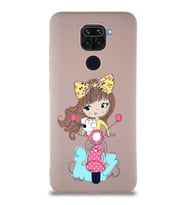 Xiaomi Redmi Note 9 Soft Premier Kapak Vespagirl Tasarımlı Silikon Kılıf - Pudra (Şeffaf)