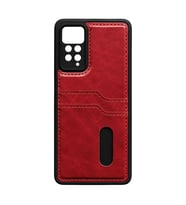 Xiaomi Redmi Note 12 Pro 4g Kılıf Sara Kartvizitli Deri Kılıf - Kırmızı