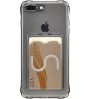 Teknomoda Apple iPhone 8 PLUS Kılıf Kartlıklı Anti Şok Korumalı Şeffaf Silikon Füme Koyu Şeffaf (Füme-Siyah)